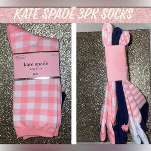 🎉HP🎉New! Kate Spade Pink/Navy Assorted Trouser Socks 3 Pairs Sizes 5-10🎀